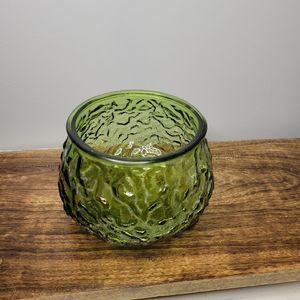 Vintage Green Depression Era Crinkle Glass Bowl EO Brody Co.G101 Cleveland OH